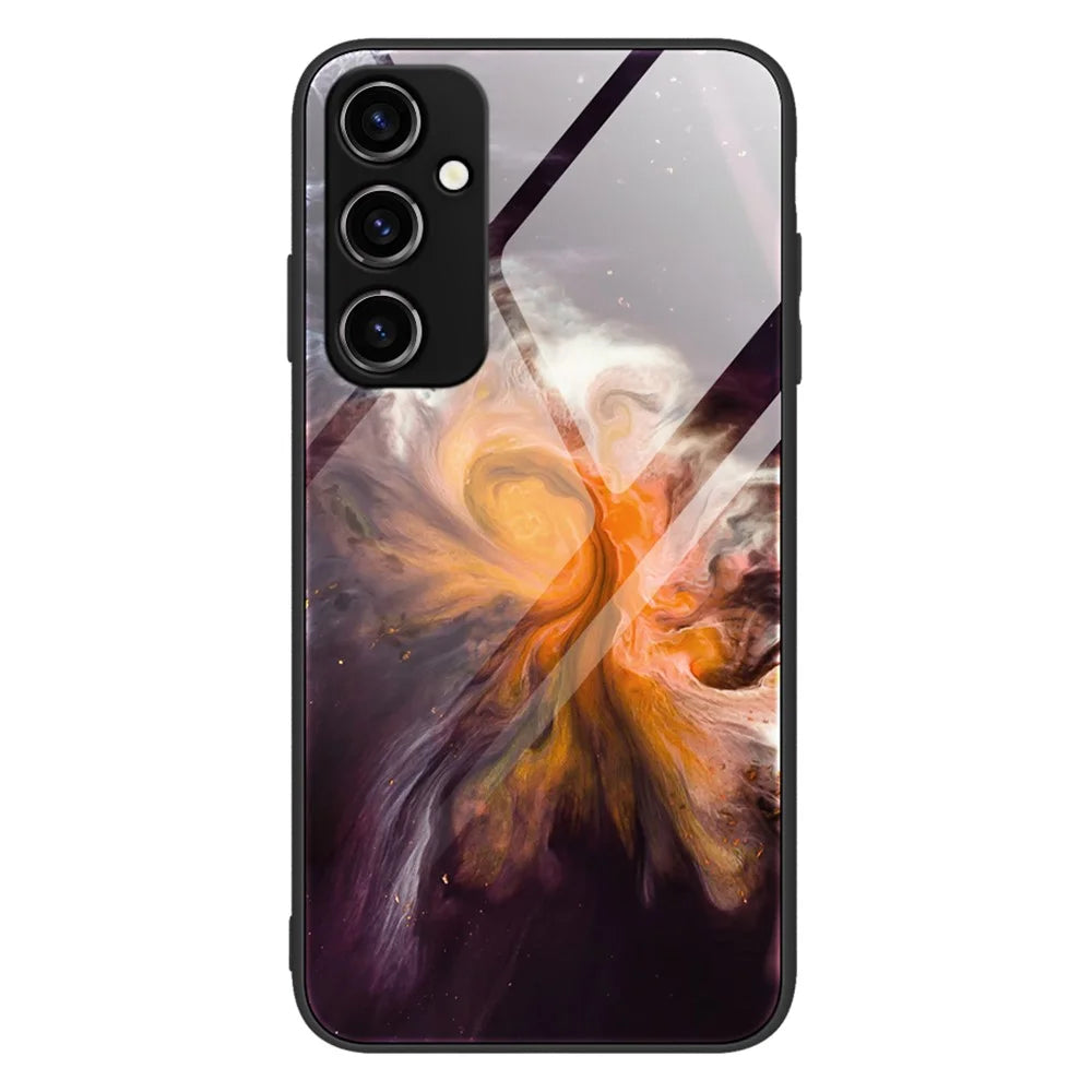 For Samsung Galaxy A54 5G Marble Pattern Phone Case Tempered Glass + PC + TPU Shock Protective Cover - DL01 - 1