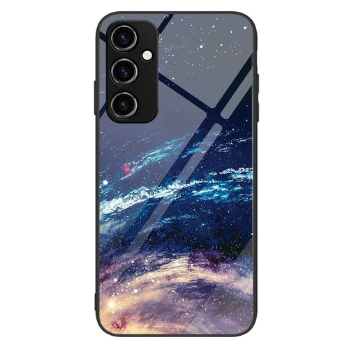 For Samsung Galaxy A34 5G Pattern Printing Phone Case Tempered Glass+PC+TPU Protective Phone Cover - The Milky Way - 1