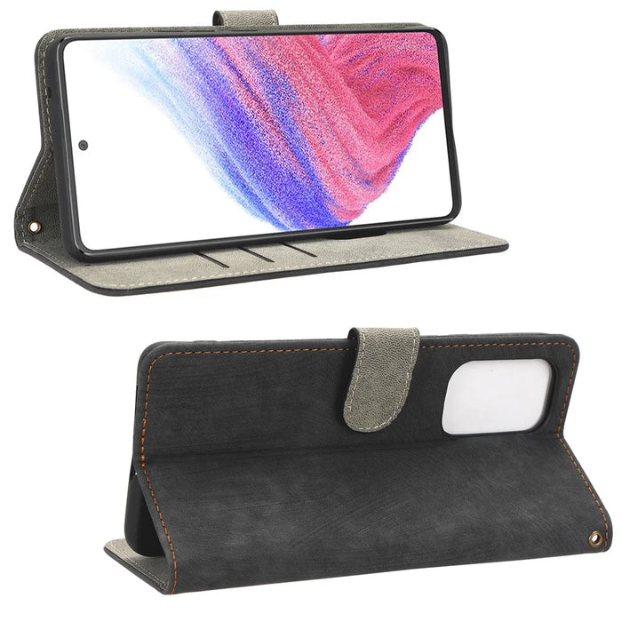 For Samsung Galaxy A53 5G Mobile Phone Case RFID Blocking Stand Wallet Leather Cover with Strap - Black - 3