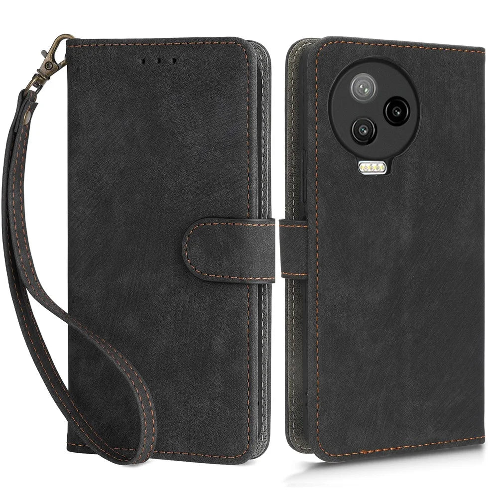 For Infinix Note 12 Pro 4G X676B / Note 12 (2023) 4G X676C Case RFID Blocking Leather Wallet Stand Cover with Strap - Black - 1