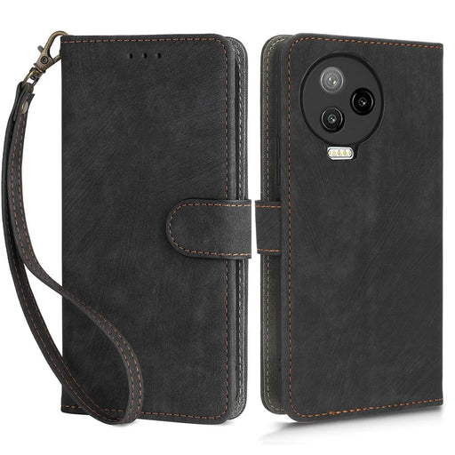 For Infinix Note 12 Pro 4G X676B / Note 12 (2023) 4G X676C Case RFID Blocking Leather Wallet Stand Cover with Strap - Black - 1