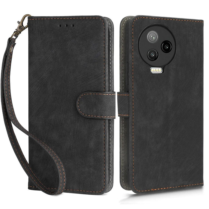For Infinix Note 12 Pro 4G X676B / Note 12 (2023) 4G X676C Case RFID Blocking Leather Wallet Stand Cover with Strap - Black - 1