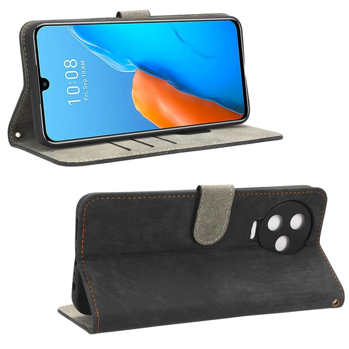 For Infinix Note 12 Pro 4G X676B / Note 12 (2023) 4G X676C Case RFID Blocking Leather Wallet Stand Cover with Strap - Black - 3