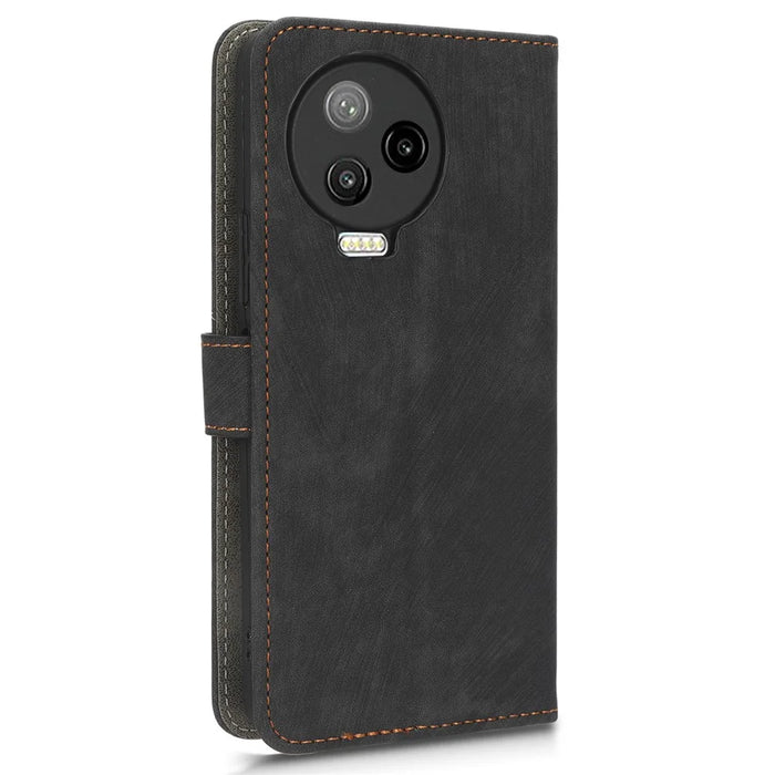 For Infinix Note 12 Pro 4G X676B / Note 12 (2023) 4G X676C Case RFID Blocking Leather Wallet Stand Cover with Strap - Black - 6