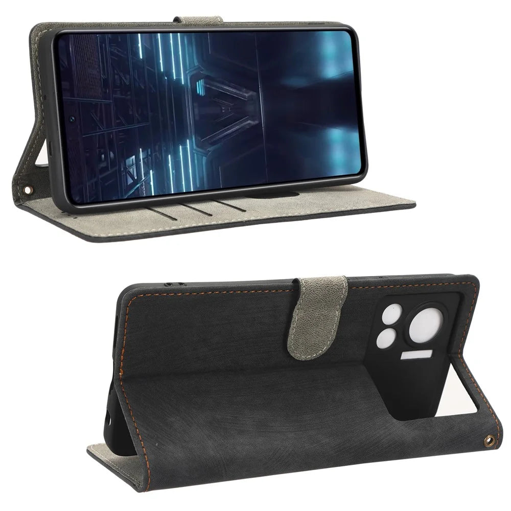 For Infinix Note 12 VIP 4G X672 PU Leather Shockproof Phone Case Stand RFID Blocking Flip Wallet Cover with Strap - Black - 3