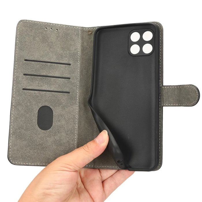 Drop-Proof Phone Case for Infinix Smart 6 HD 4G X6512 , PU Leather Stand RFID Blocking Wallet Cover with Strap - Black - 6