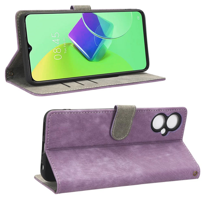 For TECNO Spark 9T 4G KH6 / 9 Pro 4G KH7 RFID Blocking Wallet Phone Case Full Protection Leather Stand Cover with Strap - Purple - 3