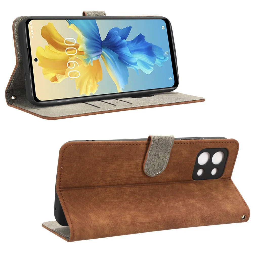 For Infinix Hot 11 2022 4G X675 PU Leather Stand Anti-Drop Phone Case RFID Blocking Wallet Cover with Hand Strap - Brown - 3