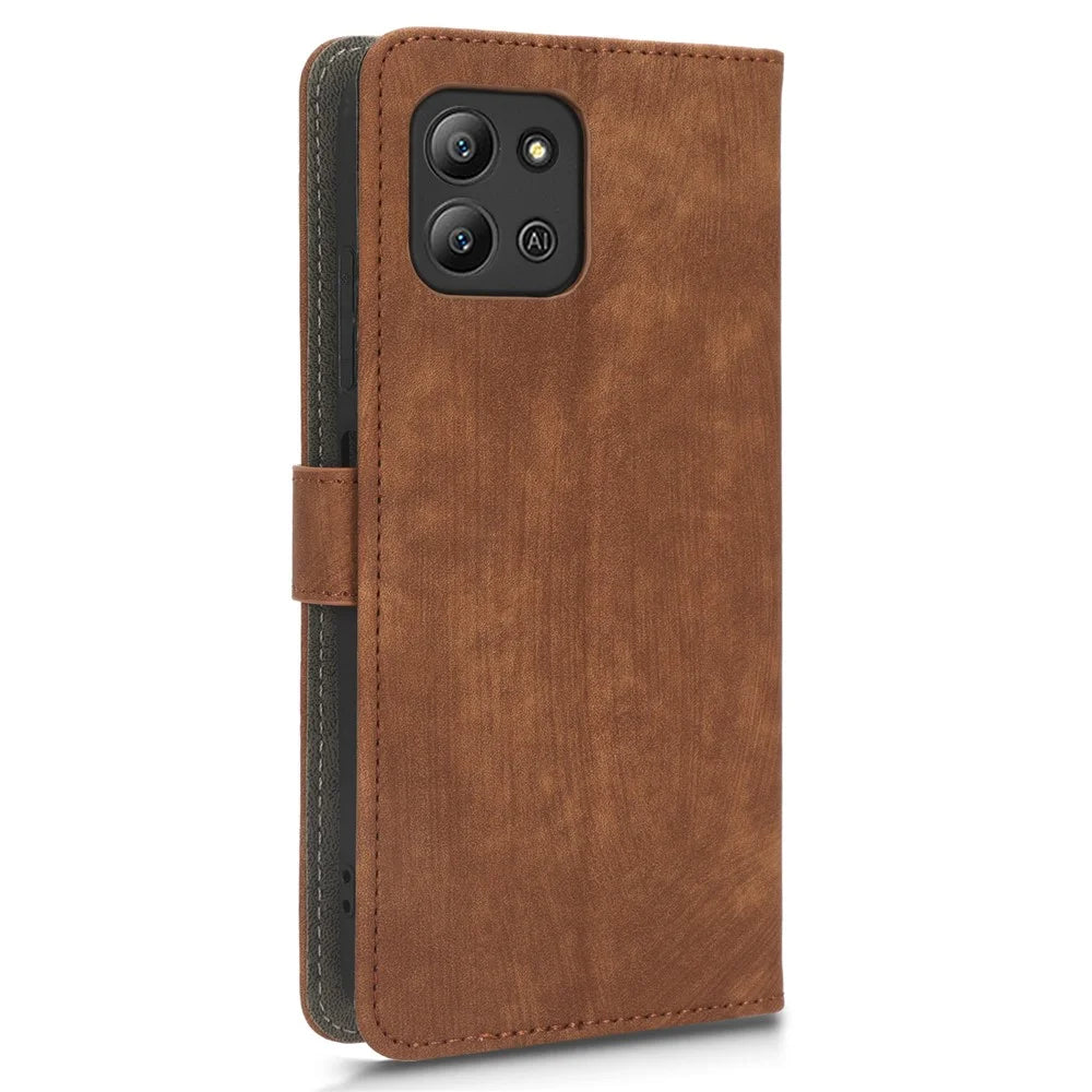 For Infinix Hot 11 2022 4G X675 PU Leather Stand Anti-Drop Phone Case RFID Blocking Wallet Cover with Hand Strap - Brown - 6