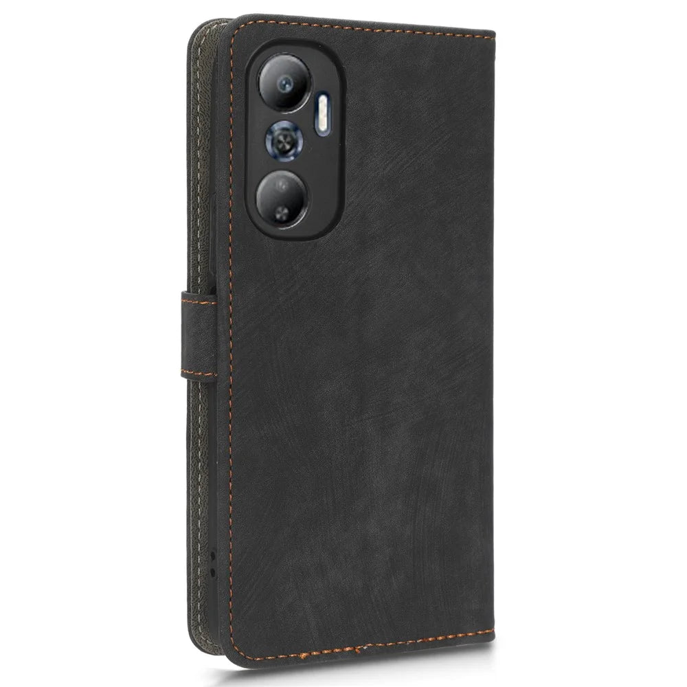 For Infinix Hot 20 4G X6826 / X6826B / X6826C Phone Case RFID Blocking Wallet Shockproof Leather Stand Cover with Strap - Black - 6