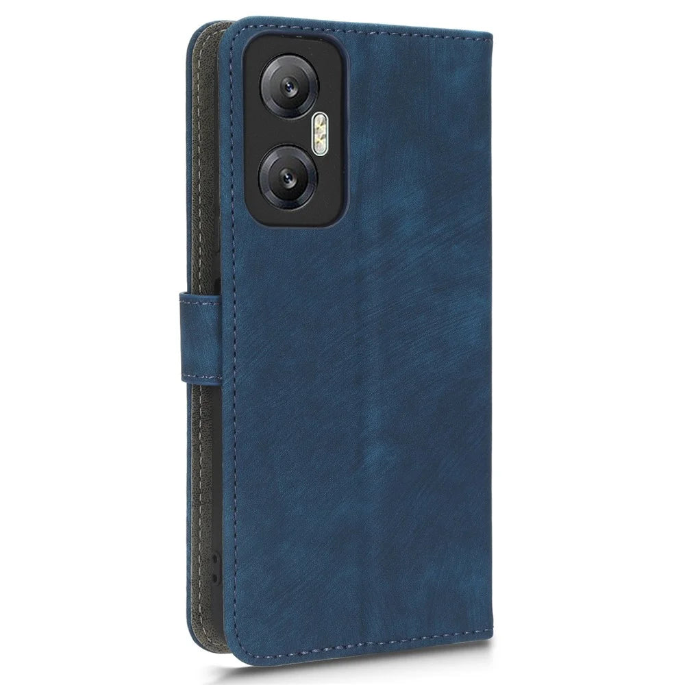 For Infinix Hot 20 5G X666 / X666B Shockproof Leather Phone Case RFID Blocking Wallet Stand Cover with Hand Strap - Blue - 6