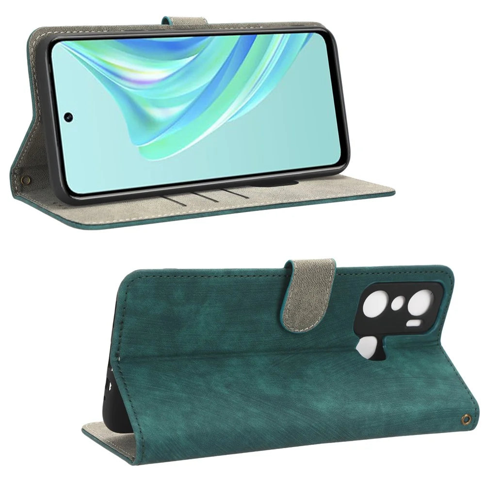 For Infinix Hot 20 Play 4G X6825 RFID Blocking Full Protection Leather Phone Case Anti-Drop Stand Wallet Cover with Strap - Green - 3