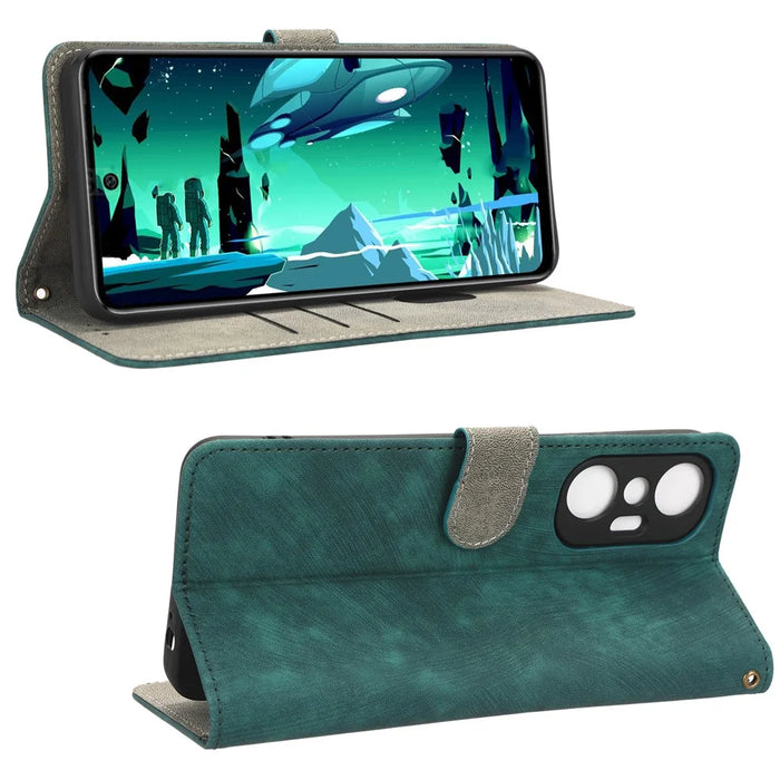For Infinix Hot 20S 4G X6827 RFID Blocking Leather Stand Phone Case Hand Strap Anti-Drop Wallet Cover - Green - 3