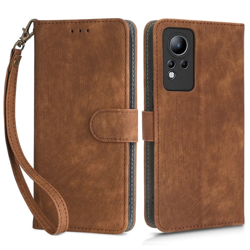 For Infinix Note 11 X663 / X663B / Note 12 4G G88 X663C X663D / Note 12i 2022 X677 Case RFID Blocking Leather Cover with Strap - Brown - 1