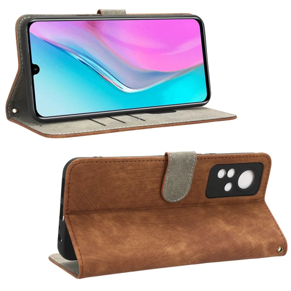 For Infinix Note 11 X663 / X663B / Note 12 4G G88 X663C X663D / Note 12i 2022 X677 Case RFID Blocking Leather Cover with Strap - Brown - 3