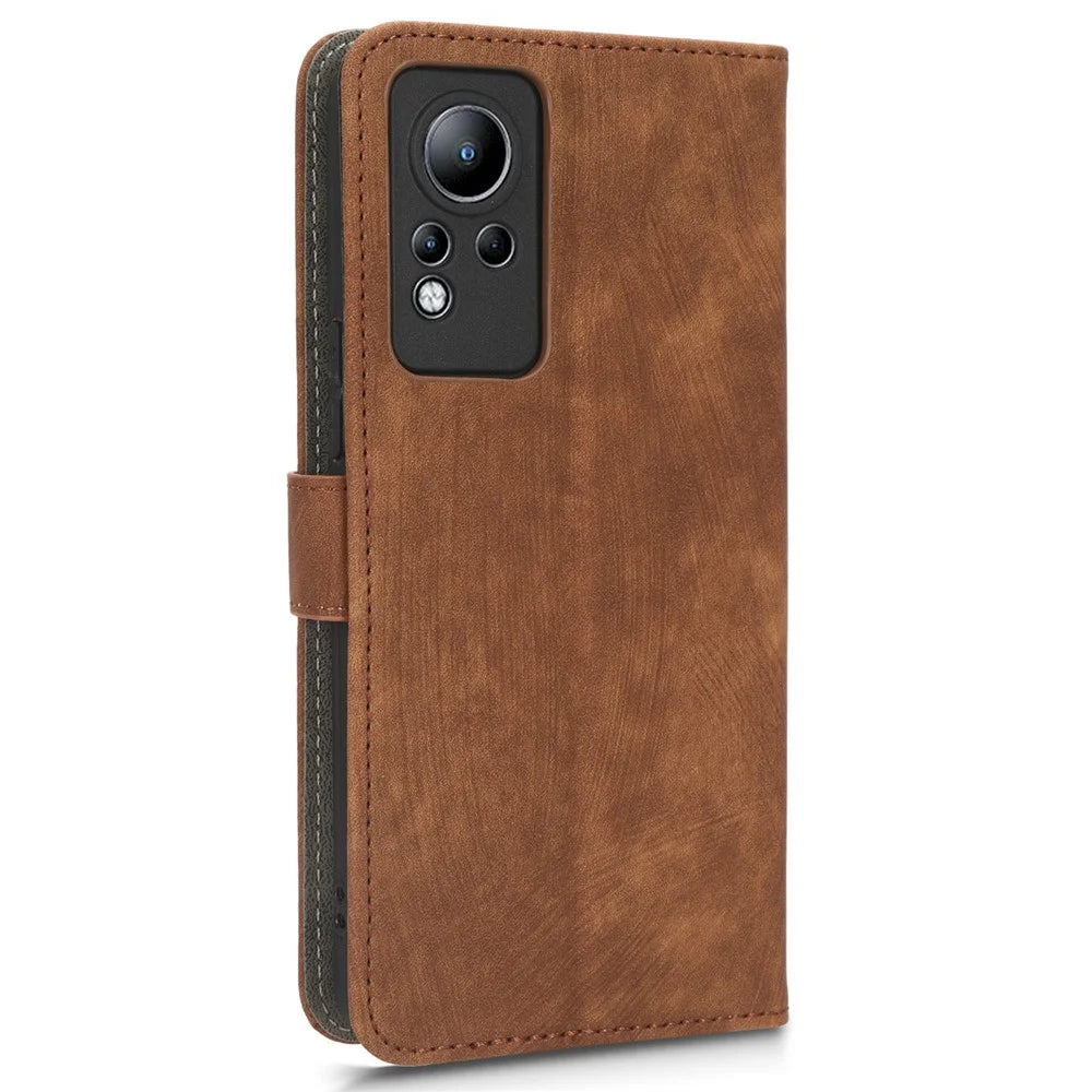For Infinix Note 11 X663 / X663B / Note 12 4G G88 X663C X663D / Note 12i 2022 X677 Case RFID Blocking Leather Cover with Strap - Brown - 6