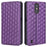 For ZTE Blade A32 Phone Leather Case Imprinted Rhombus Pattern Wallet Stand Protective Phone Cover - Purple - 1