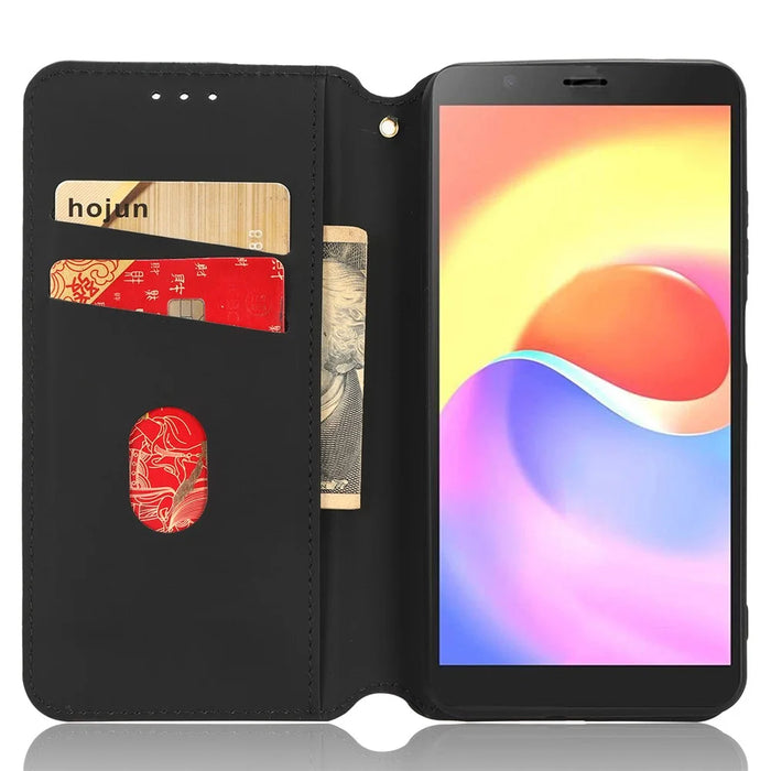 For ZTE Blade A32 Phone Leather Case Imprinted Rhombus Pattern Wallet Stand Protective Phone Cover - Purple - 2