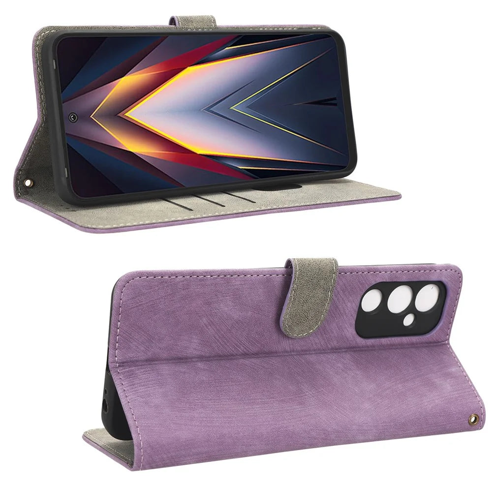 For TECNO Pova 4 LG7n RFID Blocking Phone Stand Case PU Leather Wallet Phone Cover with Strap - Purple - 3