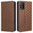 PU Leather Phone Stand Case for TCL 403 , Imprinted Rhombus Pattern Wallet Cell Phone Cover - Brown - 1