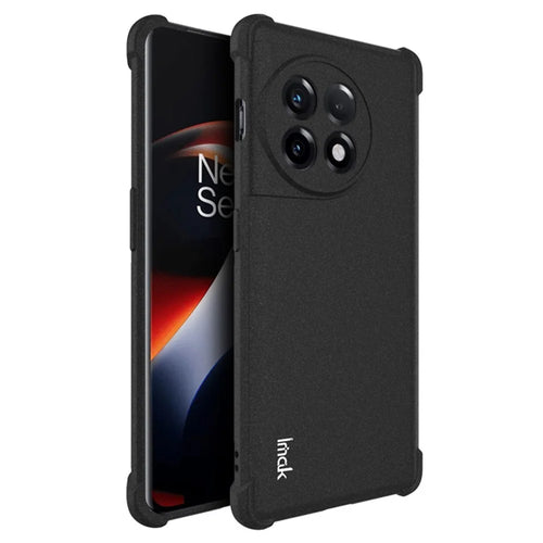 IMAK For OnePlus Ace 2 5G / 11R 5G Matte Phone Case Four Corners Airbag Anti-drop TPU Phone Cover - Black - 1