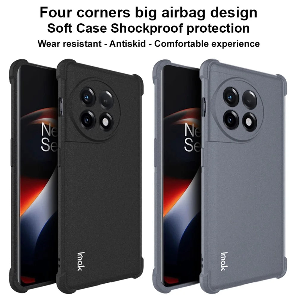 IMAK For OnePlus Ace 2 5G / 11R 5G Matte Phone Case Four Corners Airbag Anti-drop TPU Phone Cover - Black - 4