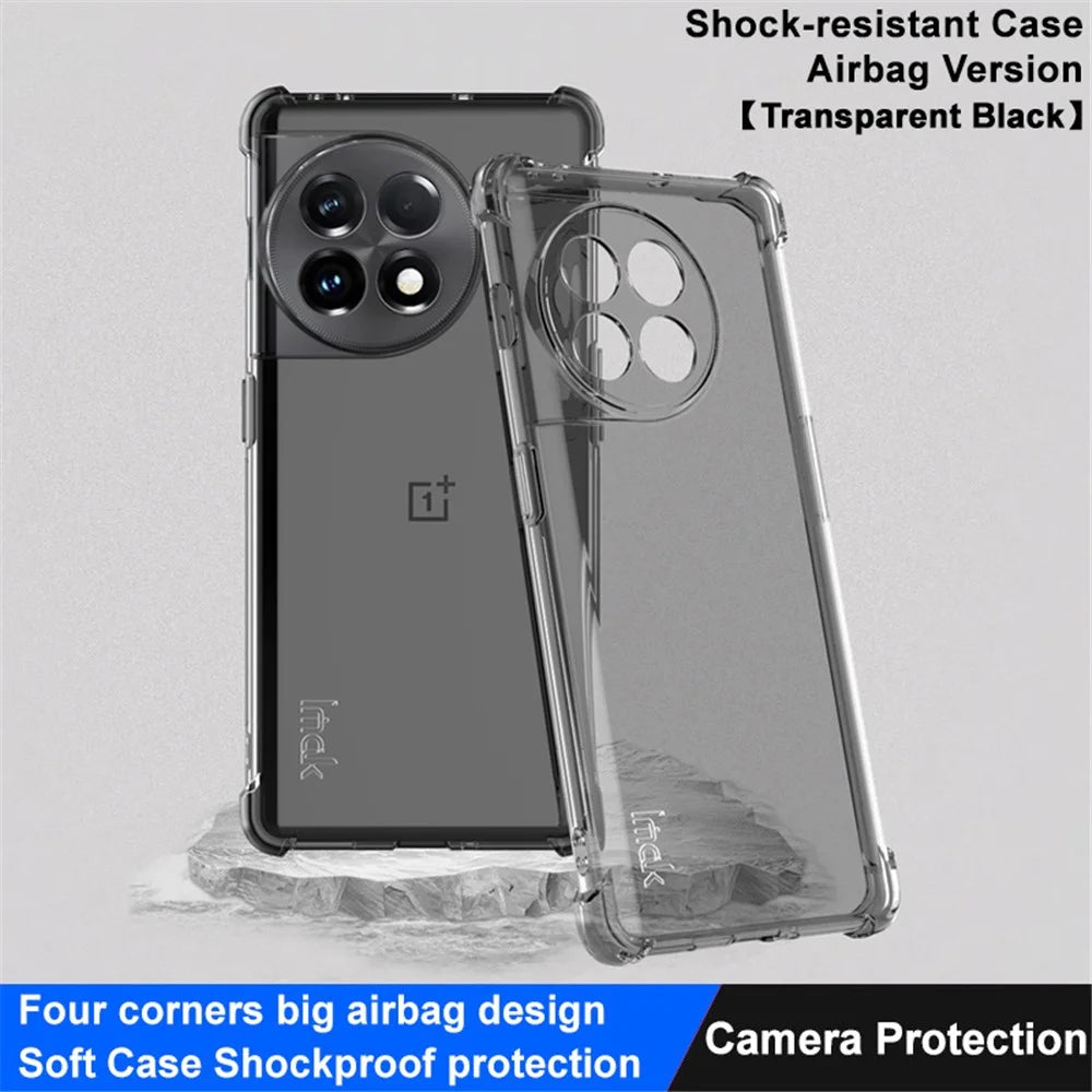 IMAK For OnePlus Ace 2 5G / 11R 5G Phone TPU Case Four Corner Airbag Smartphone Protective Cover - Transparent Black - 2