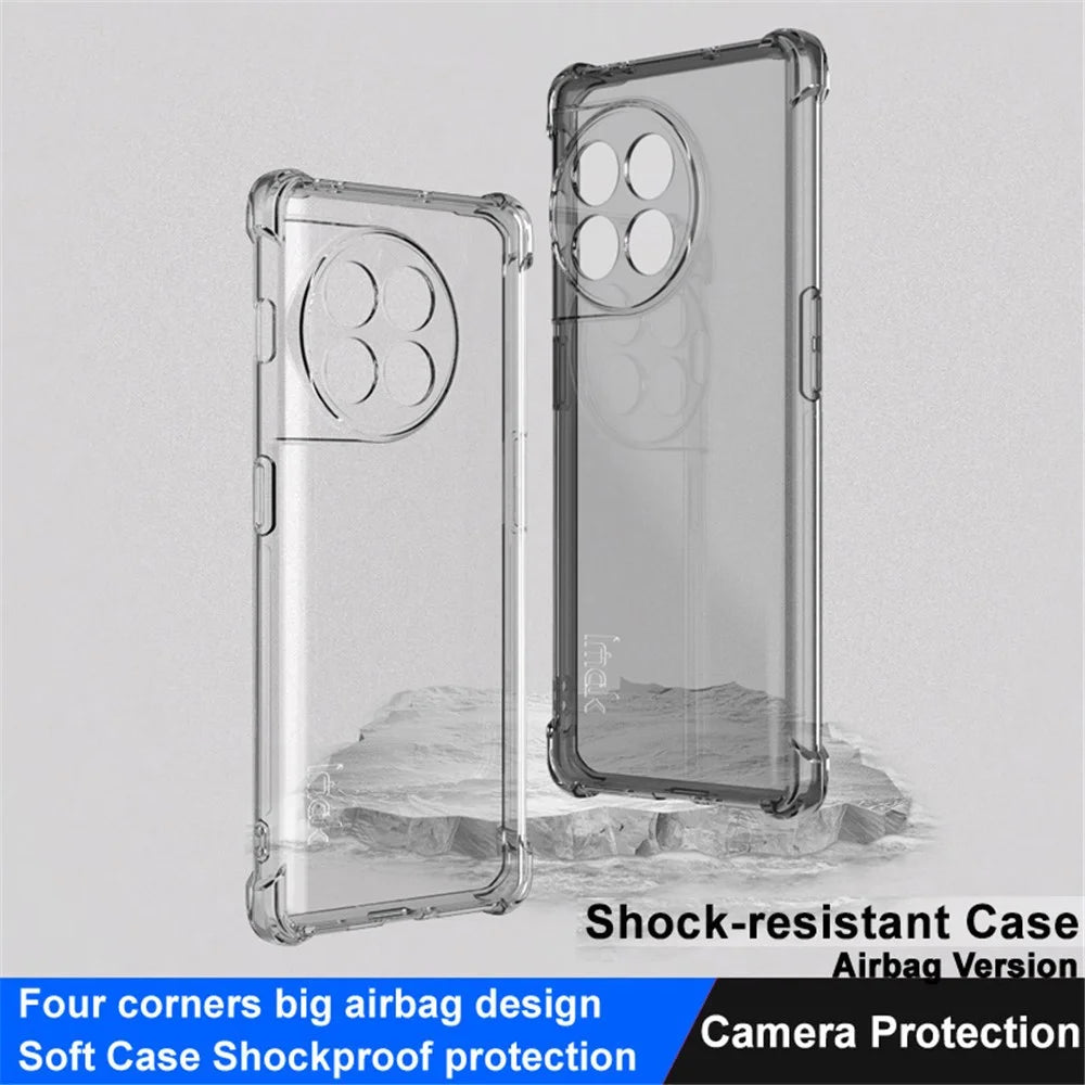 IMAK For OnePlus Ace 2 5G / 11R 5G Phone TPU Case Four Corner Airbag Smartphone Protective Cover - Transparent Black - 3