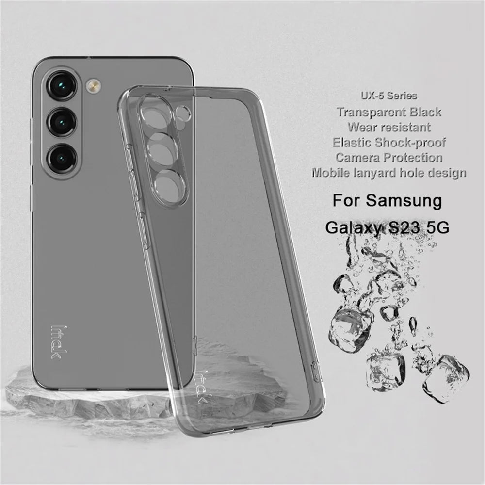 IMAK UX-5 Series for Samsung Galaxy S23 Mobile Phone Case Soft TPU Anti-drop Protective Phone Cover - Transparent Black - 2