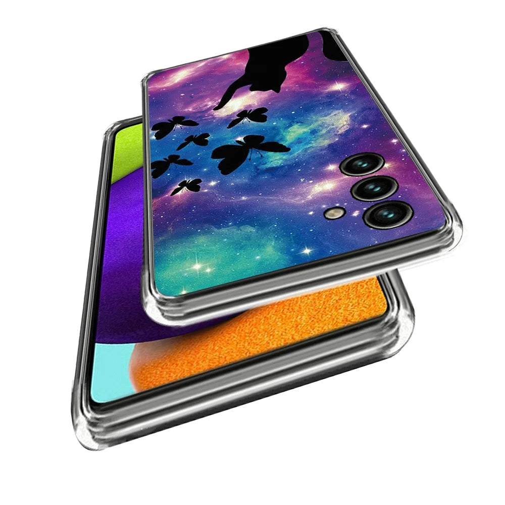 For Samsung Galaxy A54 5G Slim Phone Case Pattern Printing IMD TPU Back Cover - Cat and Butterflies - 2
