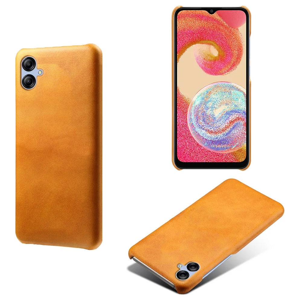 For Samsung Galaxy A04e 4G / M04 4G / F04 4G Phone Case Calf Texture PU Leather+PC Phone Cover - Orange - 2