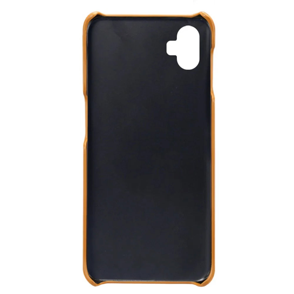 For Samsung Galaxy A04e 4G / M04 4G / F04 4G Phone Case Calf Texture PU Leather+PC Phone Cover - Orange - 4