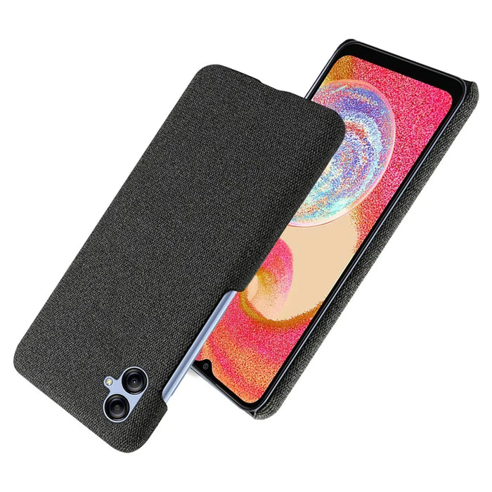 For Samsung Galaxy A04e 4G / F04 4G / M04 4G Phone Case Solid Color Hard PC+Cloth Phone Cover - Black - 2