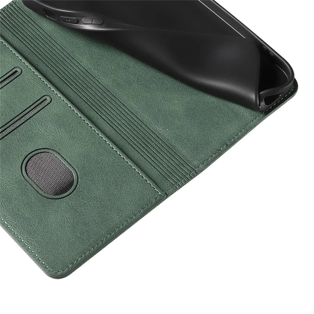 For Samsung Galaxy S23 Anti-Scratch Phone Case Wallet Wristband Leather Magnetic Phone Stand Cover - Green - 7