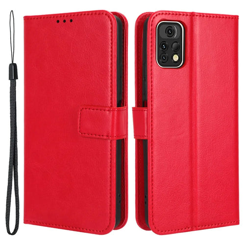 For Umidigi A13 Pro PU Leather Flip Cover Crazy Horse Texture Wallet Stand Phone Case - Red - 1