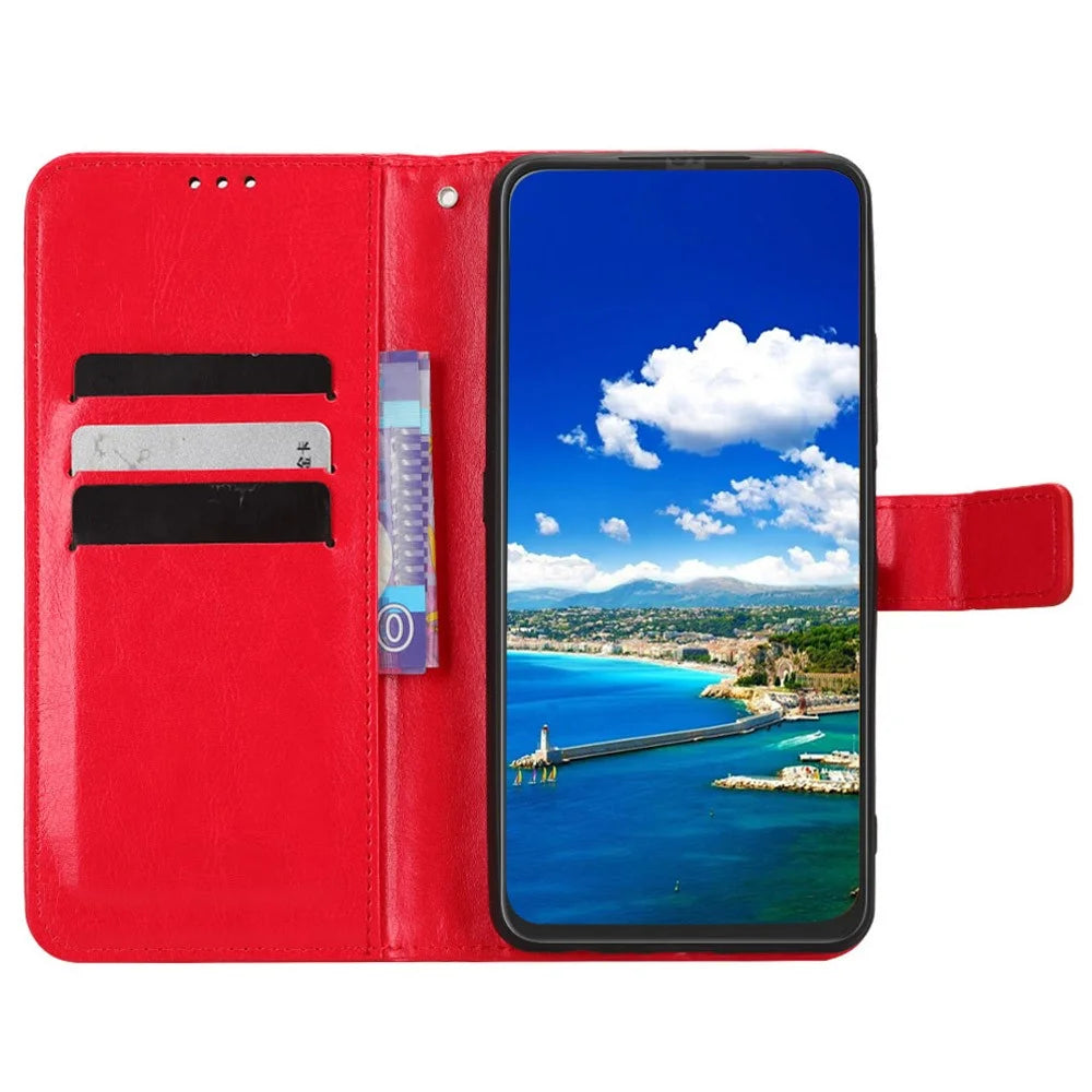 For Umidigi A13 Pro PU Leather Flip Cover Crazy Horse Texture Wallet Stand Phone Case - Red - 2