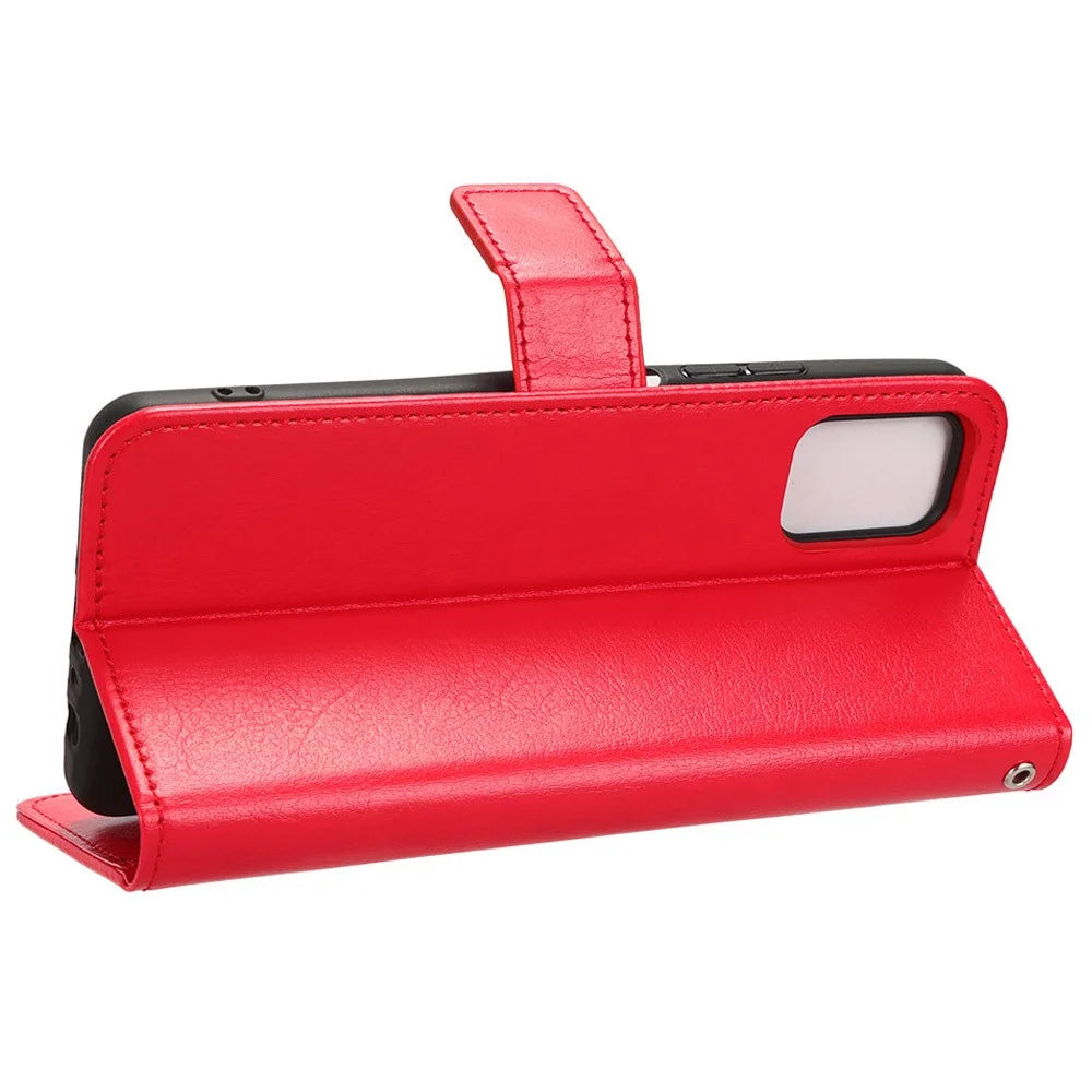 For Umidigi A13 Pro PU Leather Flip Cover Crazy Horse Texture Wallet Stand Phone Case - Red - 3
