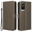 For BLU Bold N2 PU Leather Wallet Shockproof Cover Diamond Texture Phone Stand Case - Brown - 1