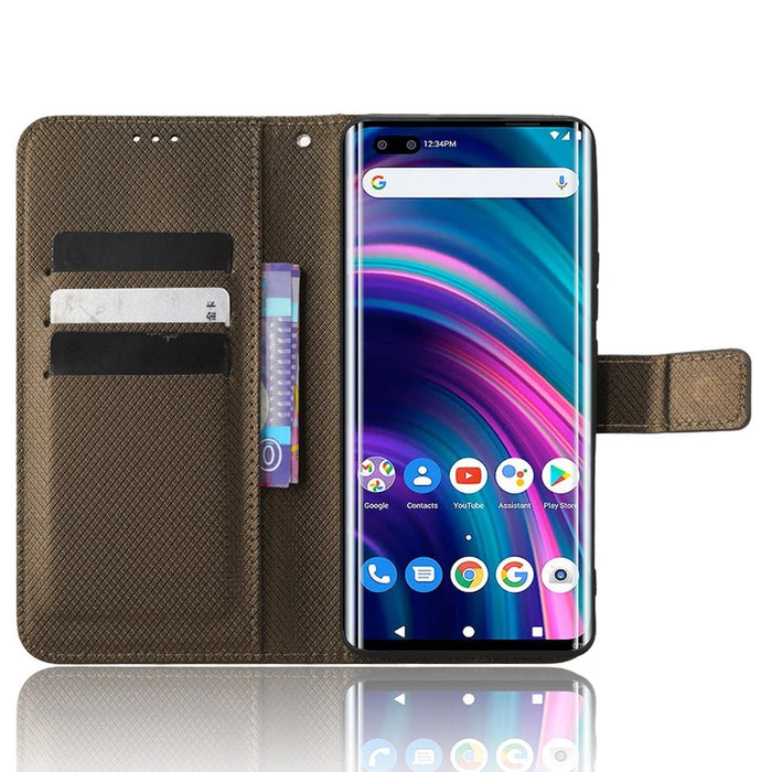 For BLU Bold N2 PU Leather Wallet Shockproof Cover Diamond Texture Phone Stand Case - Brown - 2