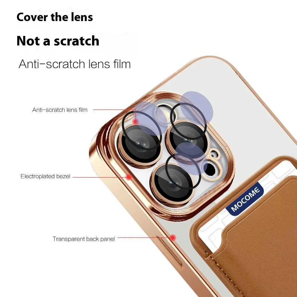 For iPhone 14 Pro Case Compatible with MagSafe CD Texture TPU + PC Phone Cover with Card Bag - Black - 5