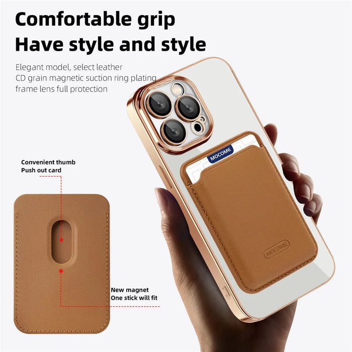 TPU + PC Slim Case for iPhone 14 Pro Max Magnetic Cover CD Texture Phone Case with Card Bag - Purple - 3