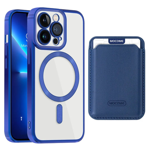 CD Texture Phone Cover for iPhone 13 Pro 6.1 inch TPU + PC Case Compatible with MagSafe with Card Bag - Sapphire - 1
