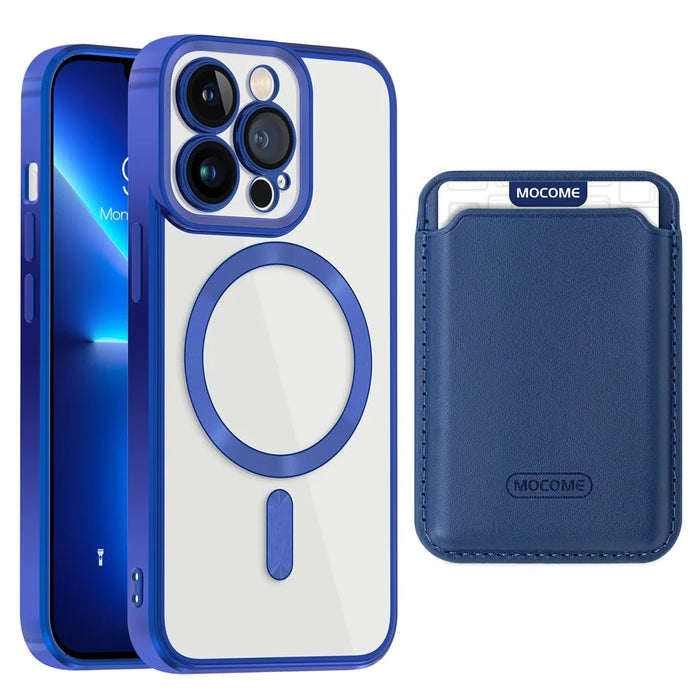 CD Texture Phone Cover for iPhone 13 Pro 6.1 inch TPU + PC Case Compatible with MagSafe with Card Bag - Sapphire - 1