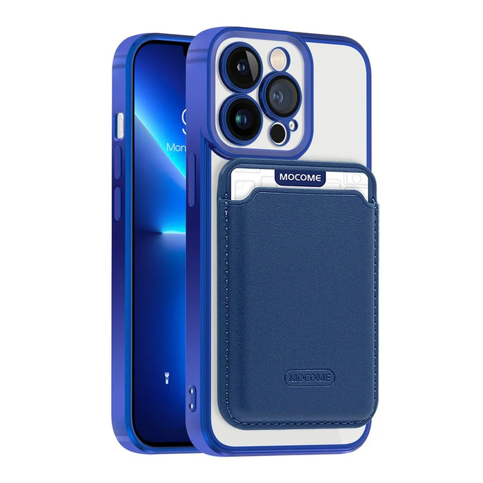 CD Texture Phone Cover for iPhone 13 Pro 6.1 inch TPU + PC Case Compatible with MagSafe with Card Bag - Sapphire - 2