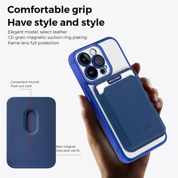 CD Texture Phone Cover for iPhone 13 Pro 6.1 inch TPU + PC Case Compatible with MagSafe with Card Bag - Sapphire - 3