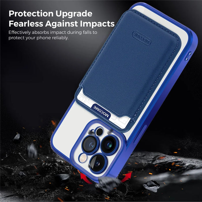 CD Texture Phone Cover for iPhone 13 Pro 6.1 inch TPU + PC Case Compatible with MagSafe with Card Bag - Sapphire - 4