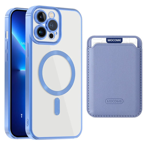 TPU + PC Case for iPhone 13 Pro Max 6.7 inch Anti-Drop Phone Cover Magnetic Slim Case with Card Bag - Blue - 1