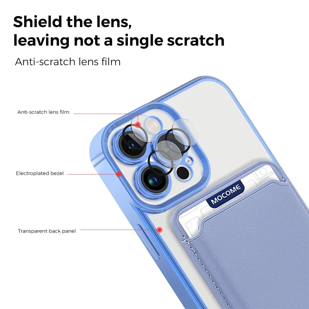 TPU + PC Case for iPhone 13 Pro Max 6.7 inch Anti-Drop Phone Cover Magnetic Slim Case with Card Bag - Blue - 5