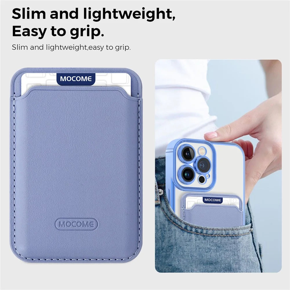 TPU + PC Case for iPhone 13 Pro Max 6.7 inch Anti-Drop Phone Cover Magnetic Slim Case with Card Bag - Blue - 6