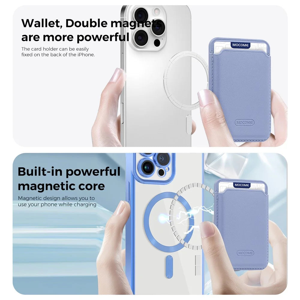 TPU + PC Case for iPhone 13 Pro Max 6.7 inch Anti-Drop Phone Cover Magnetic Slim Case with Card Bag - Blue - 7